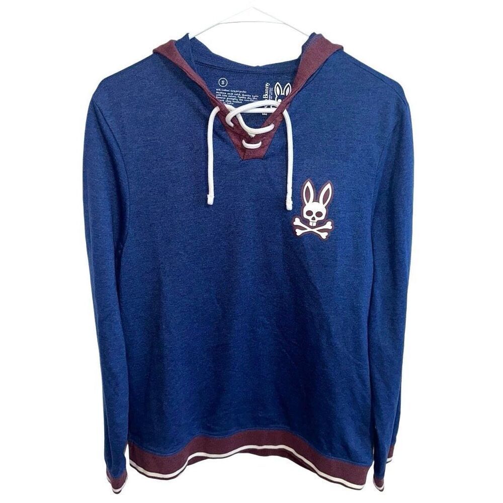 Psycho Bunny Fleece Lace Up Pullover Hoodie Sweatshirt